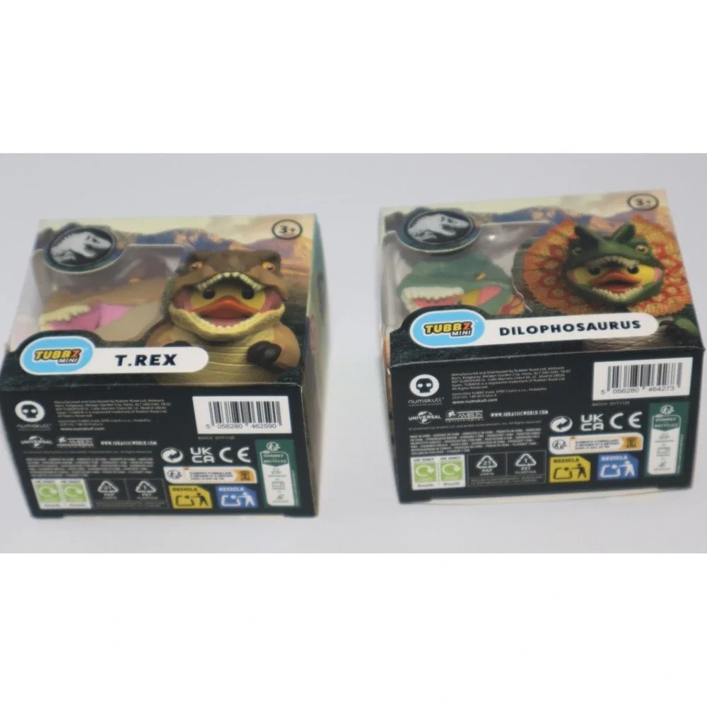 Tubbz Mini Jurassic World DILOPHOSAURUS & T-REX Dinosaur Ducks Lot 2 of NEW